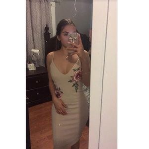 Nude dress with roses